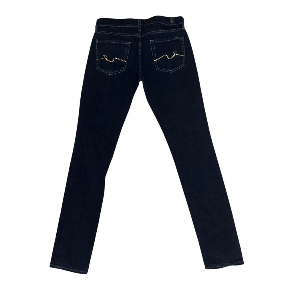 7 For All Mankind 7FAM Roxanne Womens Jeans 28 33 Straight Leg Dark Embellished - Picture 5 of 8